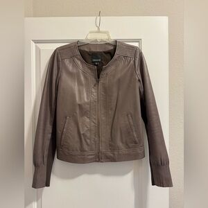 Trouvé Cropped Leather Jacket in Taupe Women’s Small
